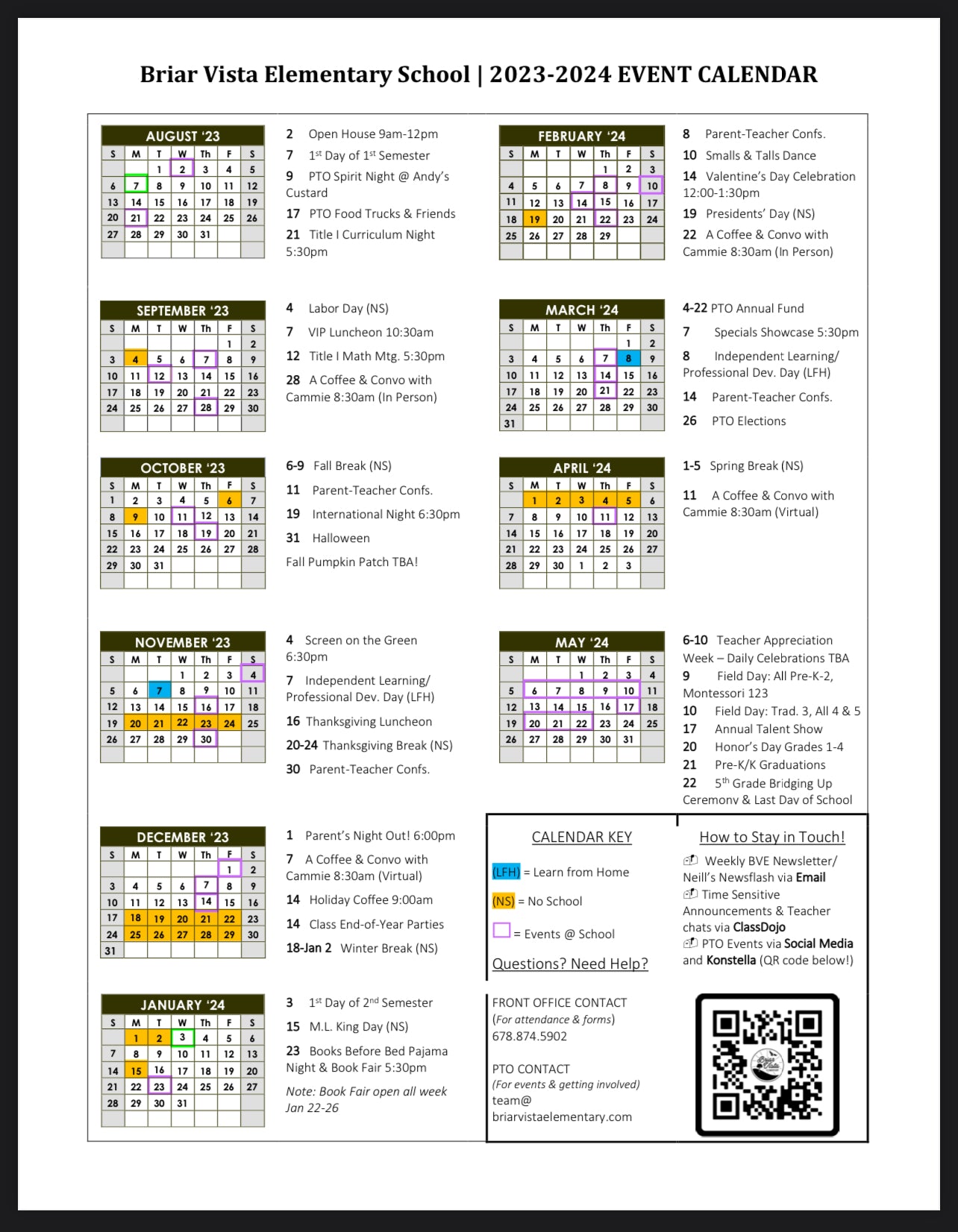 briar vista elementary school calendar